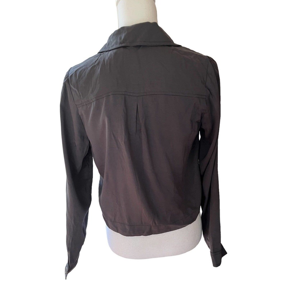NWT Laurie Felt Dark Gray Tencel Open Front Oversized Cropped Blazer Sz XS - Picture 4 of 7